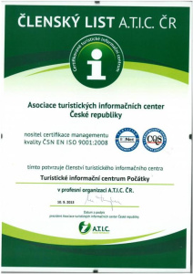 Členský list A.T.I.C. ČR - cerfikát